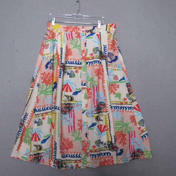 Umgee Dresses & Skirts - Umgee Skirt Large Colorful Nautical Coastal Coral Resort Beach Novelty Midi‎ NWT